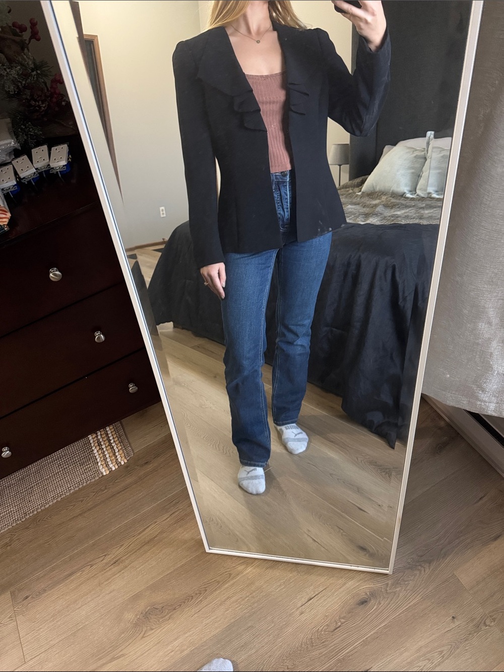 Black Ruffle Blazer